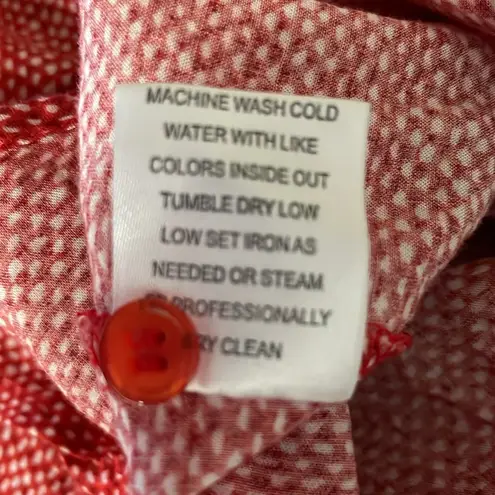 Grand & Greene Red & White Print Sleeveless 1/2 Button Pullover Top Size Medium