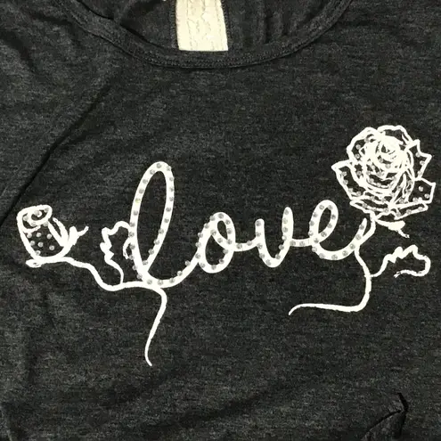 Moonchild Womens Tie Front Medium Shirt With Lace Gray