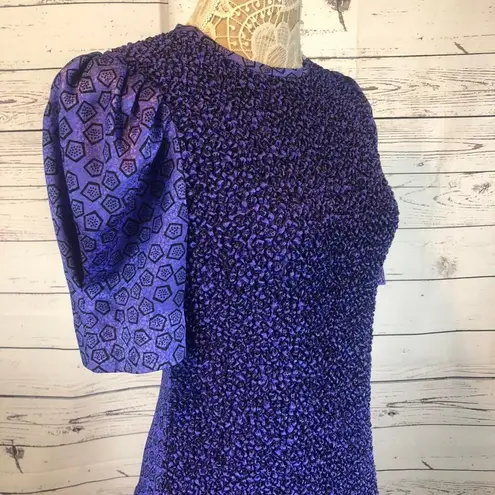 Vintage Plaza south drop waist puffy sleeves smocked purple blk dress size small