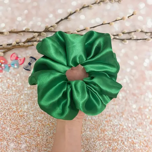 Jumbo Green Satin Scrunchie Oversized Scrunchie Xxl Scrunchie