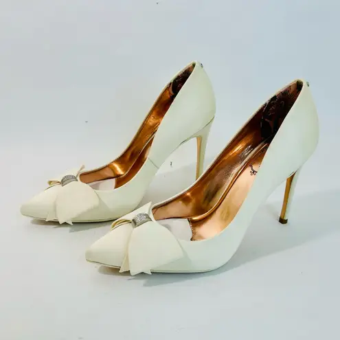 Ted Baker Asellys Stiletto Heel Bow Detail Court Shoes, Ivory, size 38.5 NWOT White