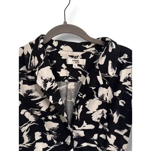 Jason Wu Collection Black White Floral Dress 8 Timeless Button Up Cottagecore