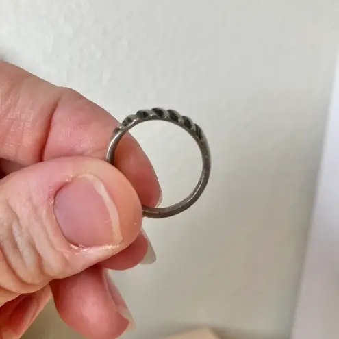 Silver Black Zebra Stripe Neutral Ring Band “Bindi” Twisted Masculine Grunge Jewelry