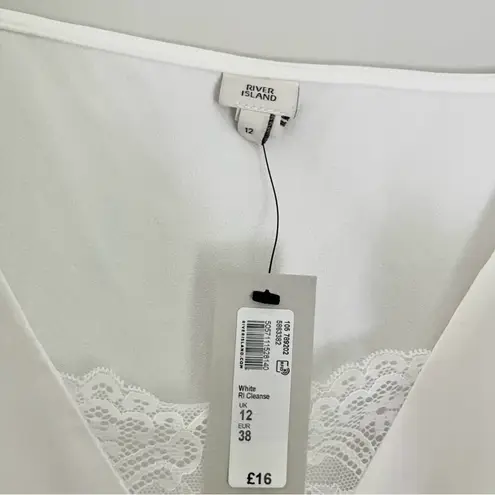 River Island NWT Women's Strappy Lace Insert Cami Tank Top in White Size 8