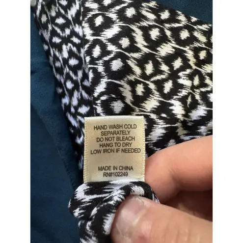 Skies Are Blue Blazer Jacket Women Size Small Blue Open Front Ruched 3/4 Sleeve