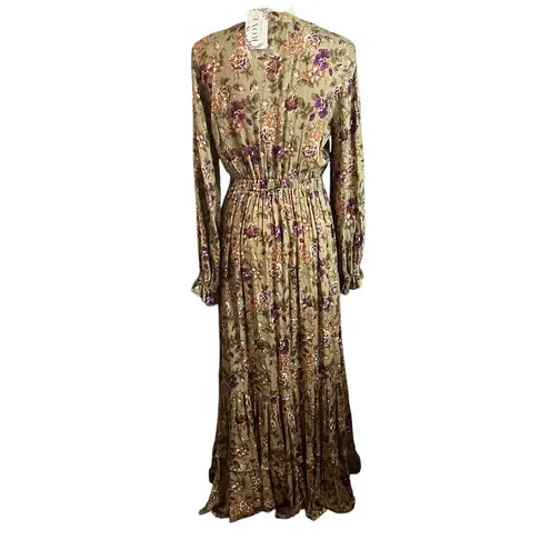 Sweet Lemon | NEW Women's Olive Green Orange Floral Festival Maxi Dress Sz M Size M