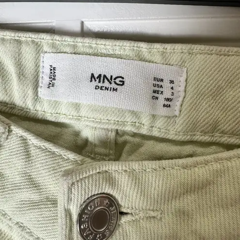 Mango Pale Lemon Yellow Wide Leg Denim Jeans Size 4