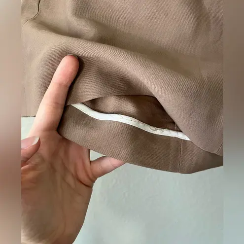 Tibi Removeable Tie Mini Linen Skirt in Camel Tan Women's Size 0