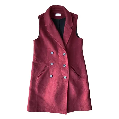 UNTUCKit Vera Double Breasted Wool Blend Vest in Burgundy Red Size S
