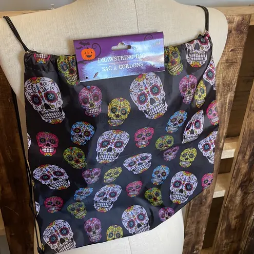 Sugar Skull Backpack Black lightweight festive drawstring bag New OS