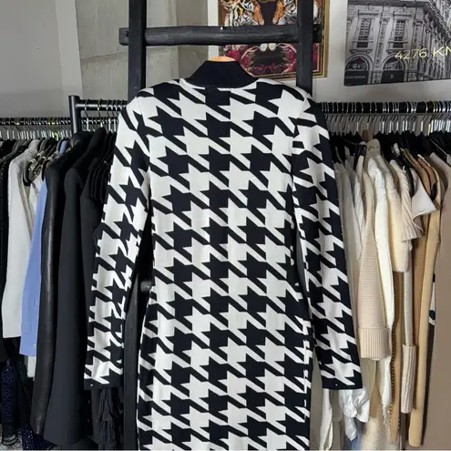 Sergio Hudson x Target Black Houndstooth Strong Shoulder Sweater Midi Dress Size XXS