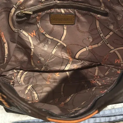 Montana West Brown and Tan Tote Bag with Contrast Stitching, Faux Leather