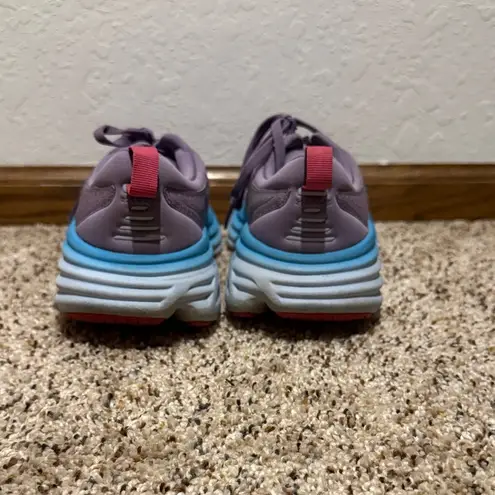 Hoka Women’s Bondi 8 Running Shoes Size 7B Turquoise Purple Cushioned Sneakers
