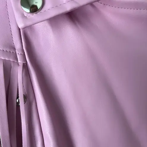 Buddy Love Faux Leather Fringe Moto Jacket Bubblegum Pink NEW Medium