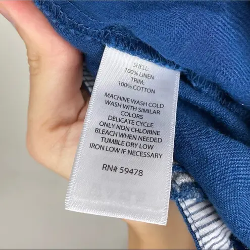 British Khaki Navy Blue Nautical Sailboat Linen Shorts