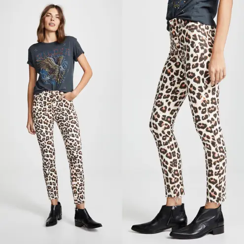 MOTHER Denim Mother High Waist Looker Ankle Fray Leopard Jeans