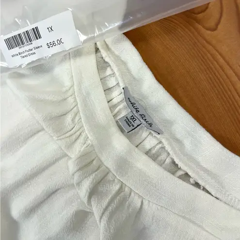 White Birch High Low Babydoll Dress Flutter Sleeveless Cotton Pockets Boho 1X