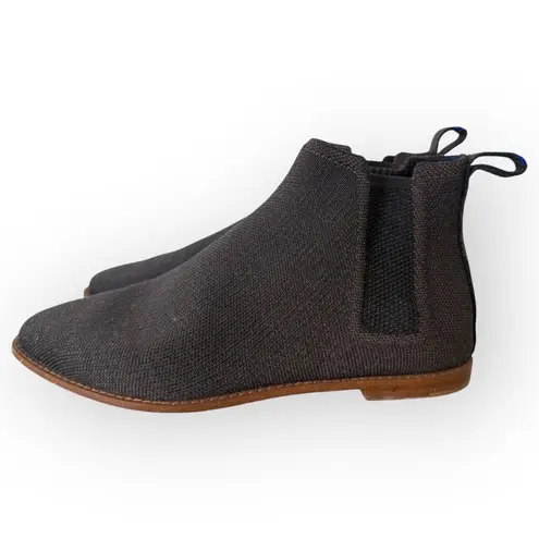 Rothy's Dark Brown Knitted Pull Tab Rounded Toe Chelsea Ankle Boots