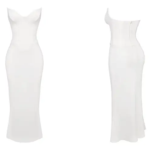 House Of CB NWOT Tamara Ivory Strapless Corset Maxi Dress sz XL