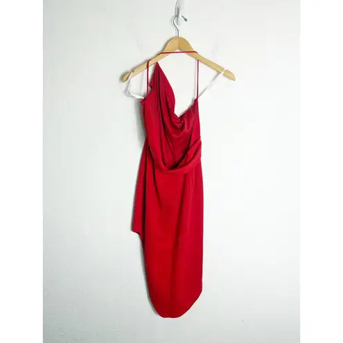 Katie May Bananas Midi Dress Size Small Cherry Red Asymmetric One Shoulder