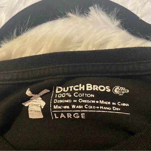 Dutch Bros Mustache Crewneck Long Sleeve T Shirt in Black Yellow Large