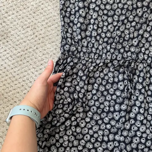 H&M Shorts Romper Dark Navy Blue White Print