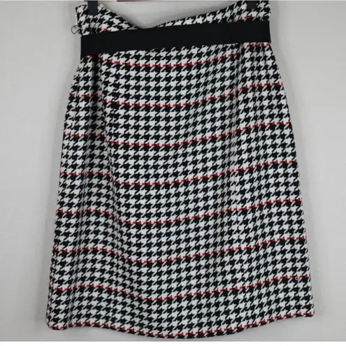 Hugo Boss  Womens A Line Skirt Houndstooth 12 Belted Multicolor Flat Front Preppy