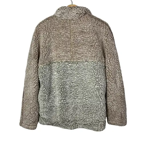 Thread & Supply Beige & Blush Two Tone Pullover Sherpa Jacket S Tan