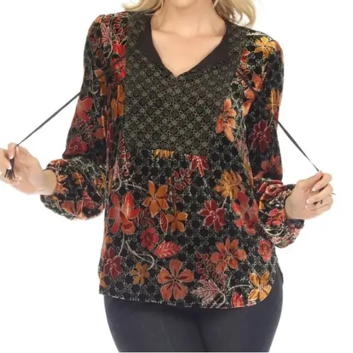 Johnny Was “Jasmoon” Flore Velvet Blouse NWT