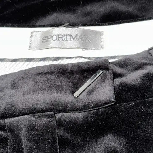Sportmax Women’s Size 2 36 Black Velvet Tuxedo Stripe Trousers Dress Pants