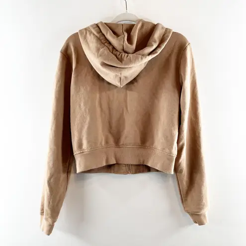 Alo Yoga Alo Routine Full Zip Cropped Hoodie Sweatshirt Toasted Almond Brown XS