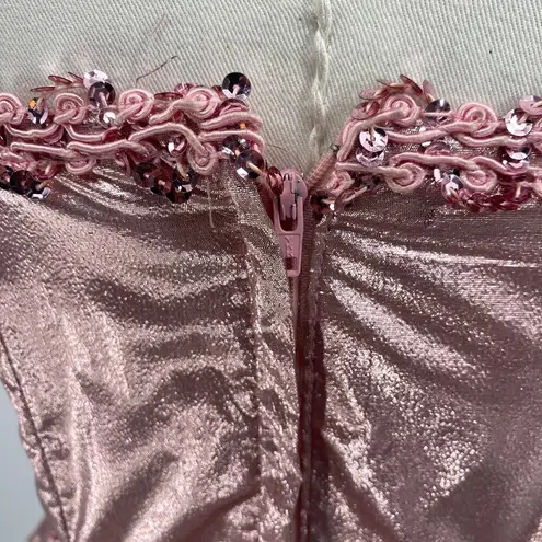 Gunne Sax Vintage Jessica McClintock Dress Fit & Flare Metallic Pink Womens XS