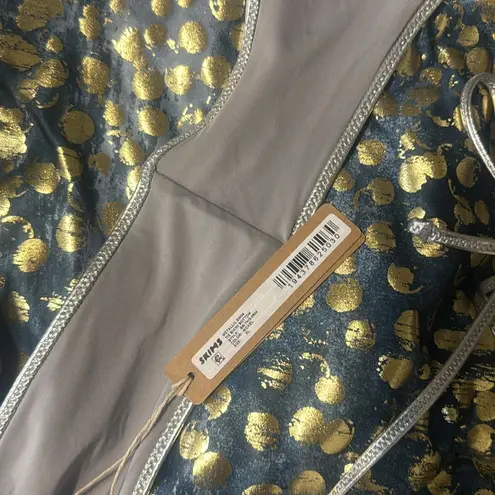 SKIMS metallic swim tie bikini bottom in nickel size XL