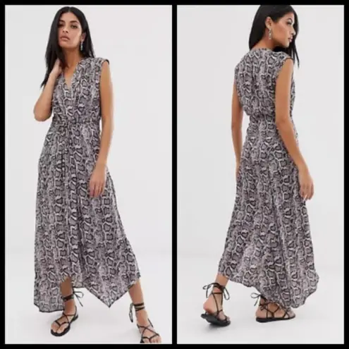ALLSAINTS ππ Tate Misra Asymmetric Hem Dress ~ Python Snake Print Large L NWOT