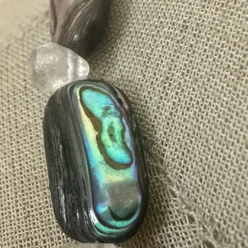 Abalone Shell & quartz Bead Necklace with Sterling Silver Clasp