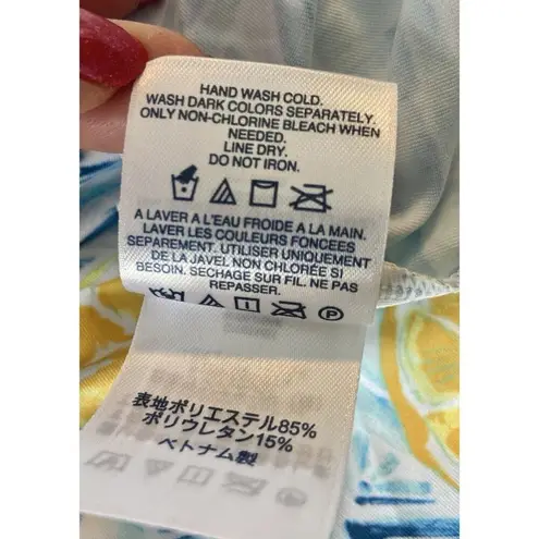 Lands' End Citrus Lemon Lime Women's 3X Ruffle Hem Wrap Sun Dress Swim Coverup Yellow