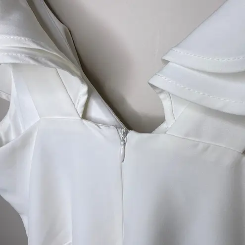 Lulus Divine Darling White Ruffled Skater Dress White Size Small Bridal Wedding