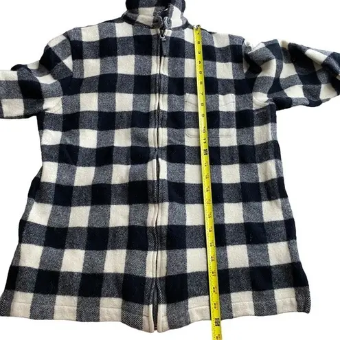 Ralph Lauren Womens L Buffalo Plaid Shacket Black and Ivory Full Zip 100% Wool Size L