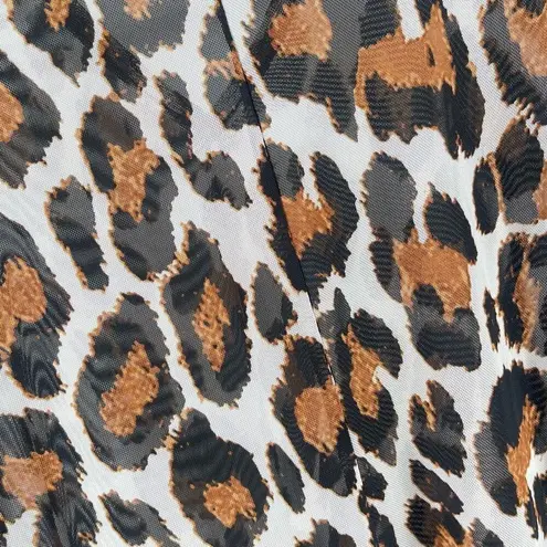 Jordan Taylor Oversized Mesh Leopard Print V-Neck Kaftan Tunic Top Size Medium