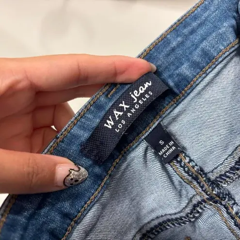 Wax Jean Distressed Denim Mini Skirt