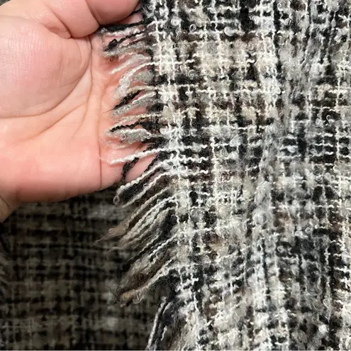 Women’s Lildy Waterfall Sweater Vest Plaid Open Front Size XL Fringe Tan Blk Wht Black