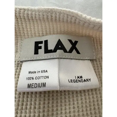 Flax Dress Womens Medium Crochet Lace Hem Button Waffle Weave Henley Boho Y2K