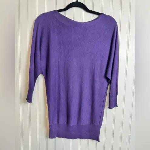 Ralph Lauren Lauren  lightweight 100% silk 3/4 sleeve purple sweater size small