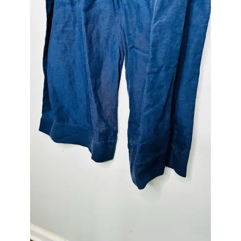 ONIA Dark Blue Navy Wide Leg Air Linen Drawstring Trousers Pants Size XL