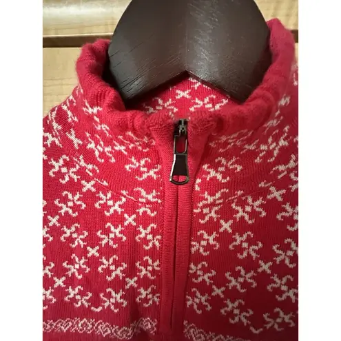 Vintage Nordic Meister Winter Sport Ski Sweater Women's 1/4 Zip Sz S Wool blend Red
