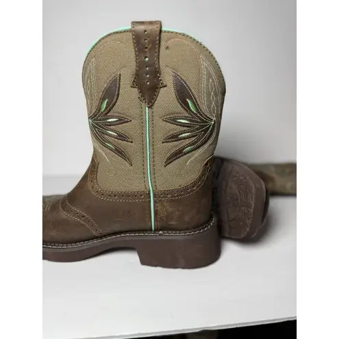 Justin Boots Justin Womens 8" Nettie Western Cowboy Brown Leather Boots Square Toe Sz 9B NEW