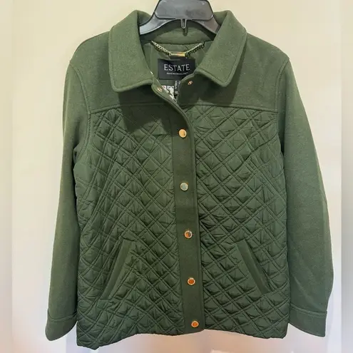Isaac Mizrahi Women's Jacket S Estate Mixed Media Quilted Green