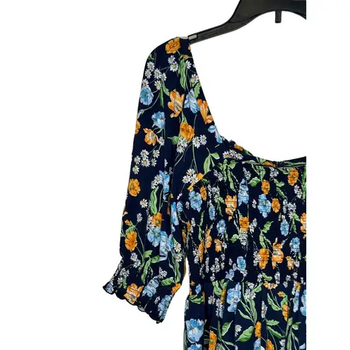 Draper James Women's Top Poplin Cropped Smocked Floral Stretch Square Neck Small