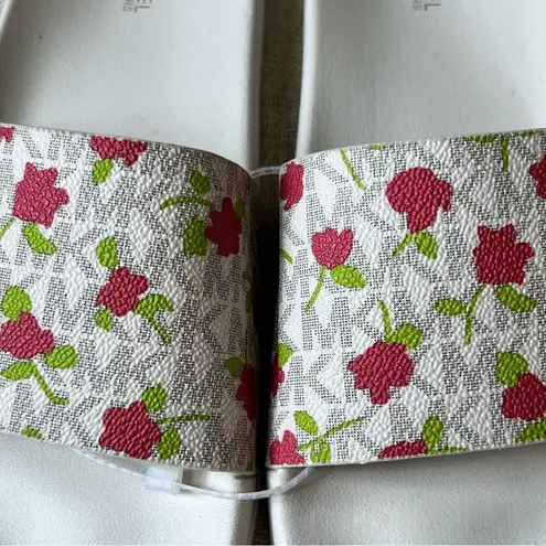 Michael Kors  Signature Vanilla Cream Floral Monogram Logo Slip On Slides - Image 5