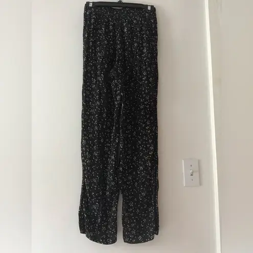 Ganni Black Floral Print Crepe Trousers in Ditzy Floral Size 34 or XS